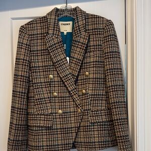 L'AGENCE Tan and Black Houndstooth Blazer